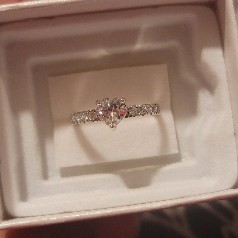 6.5mm Heart-Shaped Cubic Zirconia Ring in Sterling Silver - Size 9Price